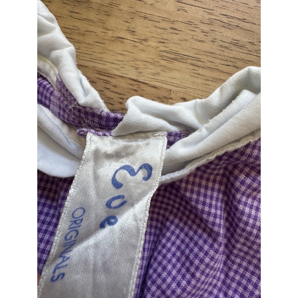 50s Vintage Dress 3 Months Baby Girl Purple Gingham Full Skirt Cotton - Picture 2 of 4